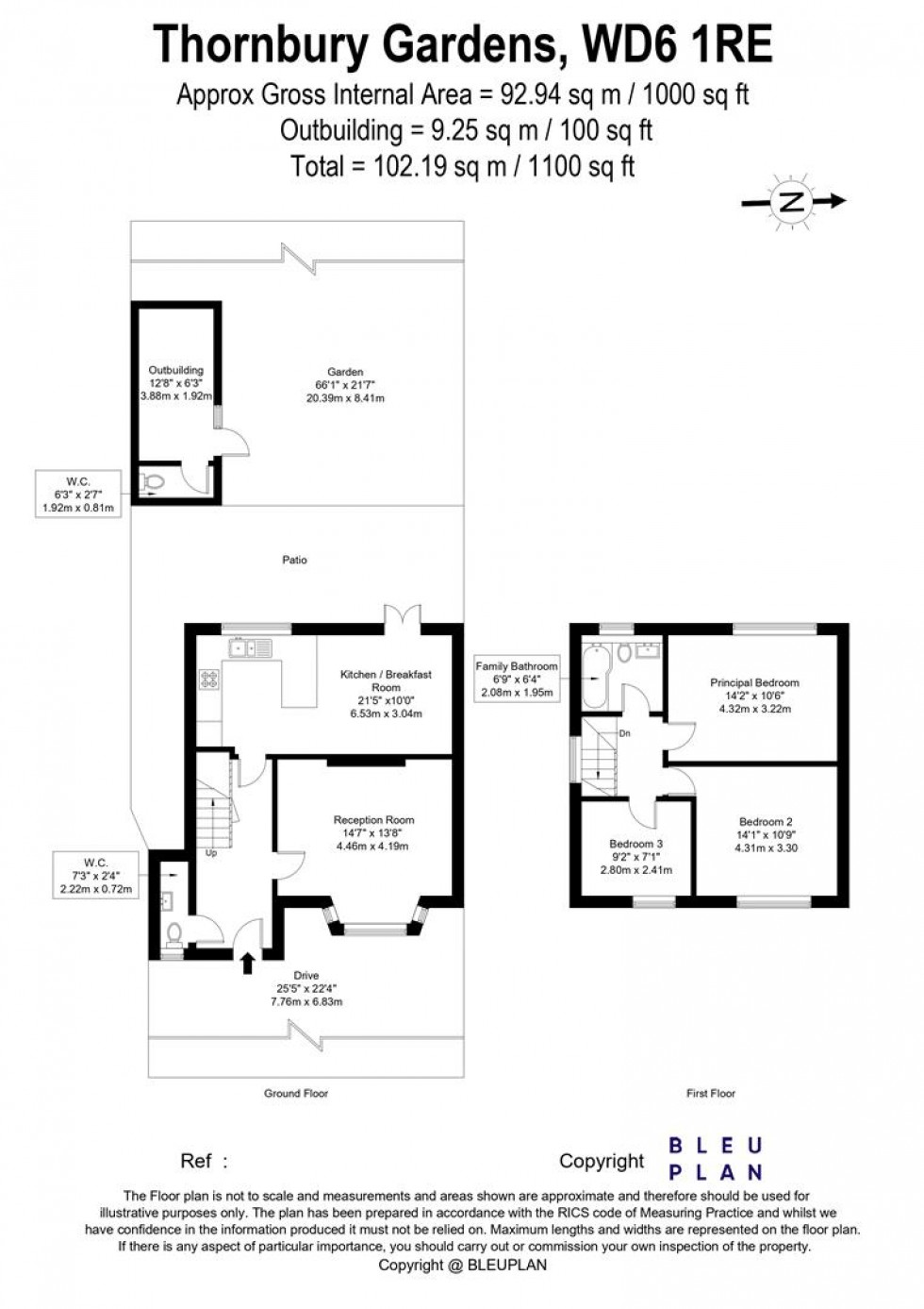 Floorplan for Thornbury Gardens, Borehamwood