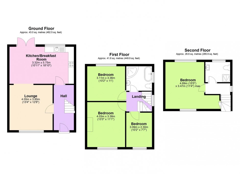 Floorplan for Featherstone Gardens, Borehamwood